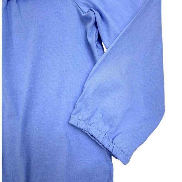 J Crew Smocked Flutter Sleeve Cotton Knit Top Cottage Coquette Periwinkle Blue S - Picture 6 of 11
